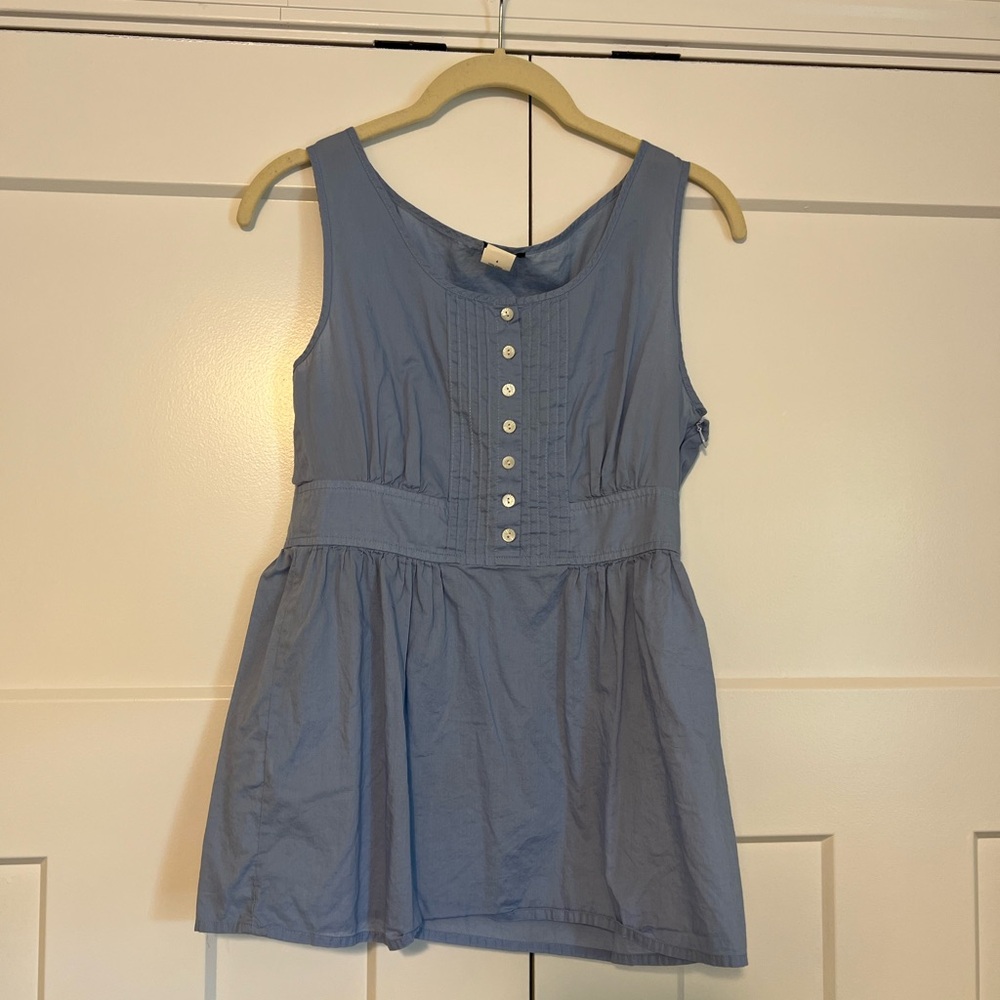 J Crew Light Blue Sleeveless Button-Down Top